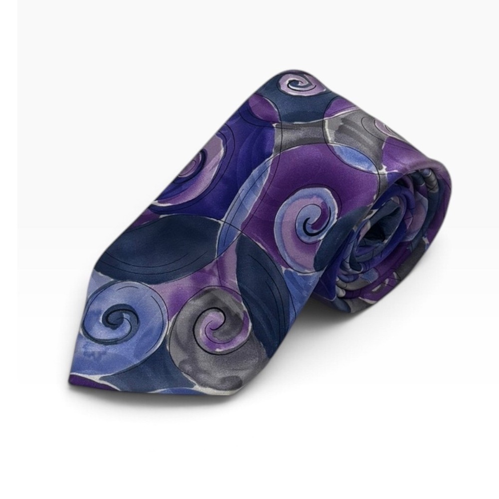 J Garcia Jerry Garcia Mens 100% Silk Tie Purple Blue Psychedelic Swirl‎ Necktie